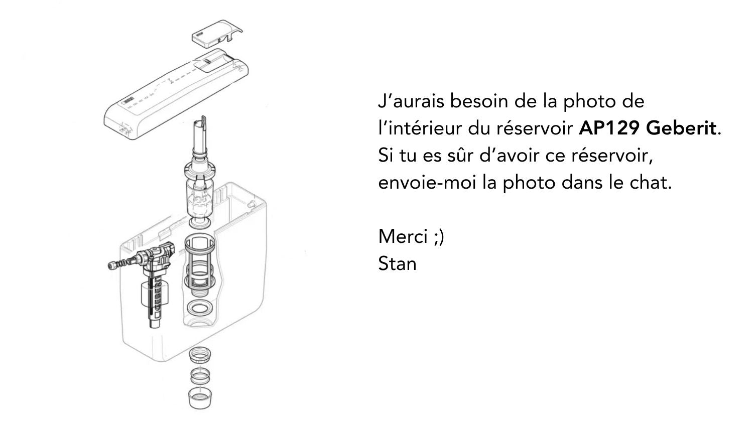 Pièces détachées du réservoir AP129 Geberit