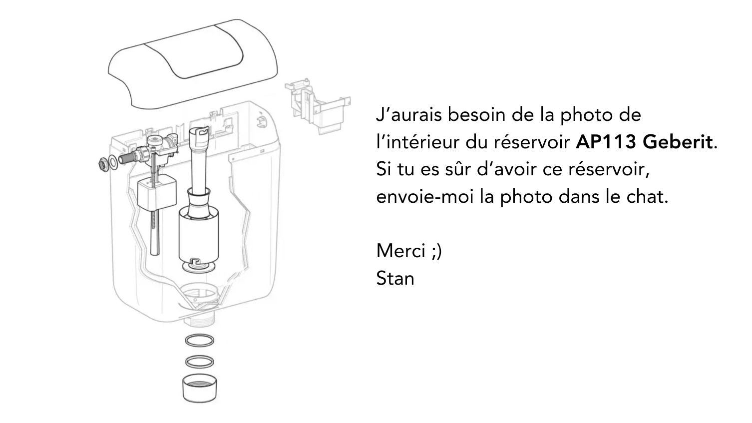 Pièces détachées réservoir AP113 Geberit
