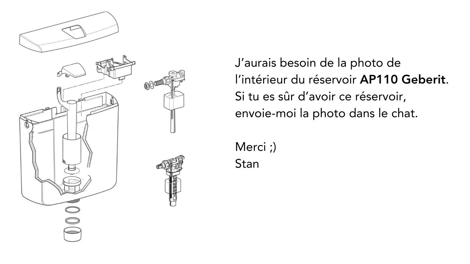 Pièces détachées du réservoir A110 Geberit