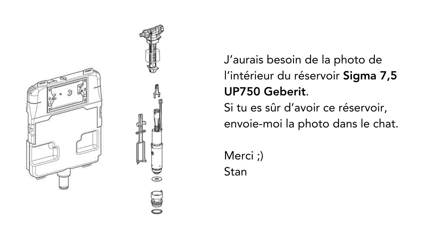 Pièces détachées du réservoir Sigma 7,5 UP750 Geberit