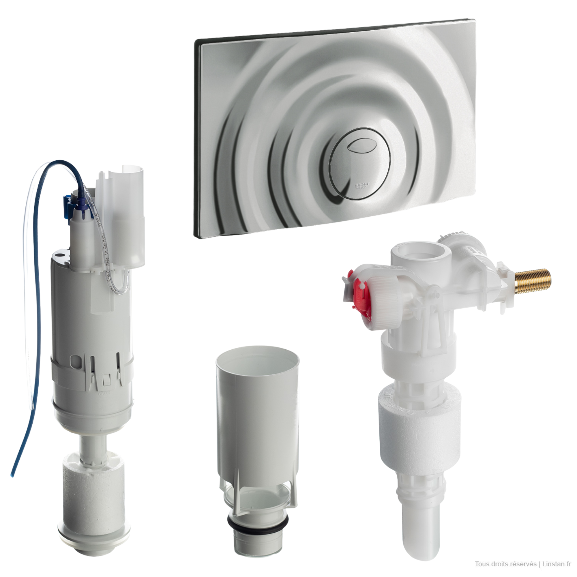 Kit rénovation chasse d'eau Grohe - Réf 38815000 | Avec plaque de commande finition chromé | WC encastré