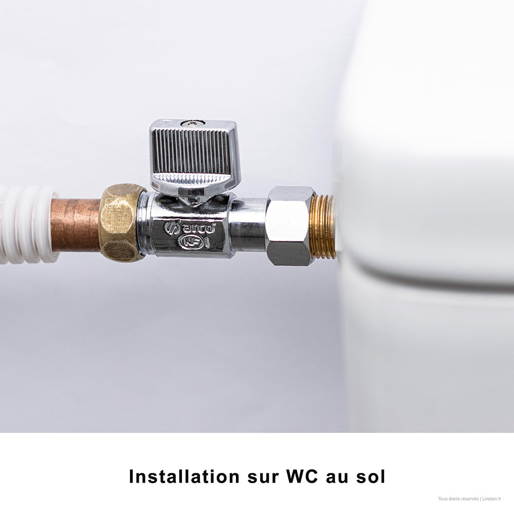 installation du robinet droit à tête 1/4 de tour pour WC au sol