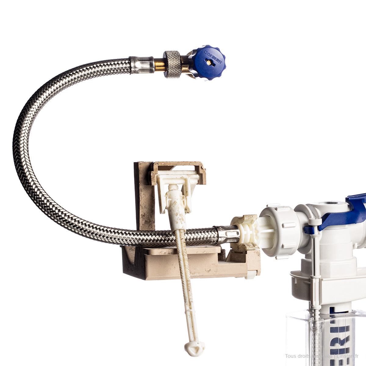 Installation du flexible et du robinet flotteur Geberit 240.989.00.1 réservoirs Twinline 12, Twinline 8 simple touche
