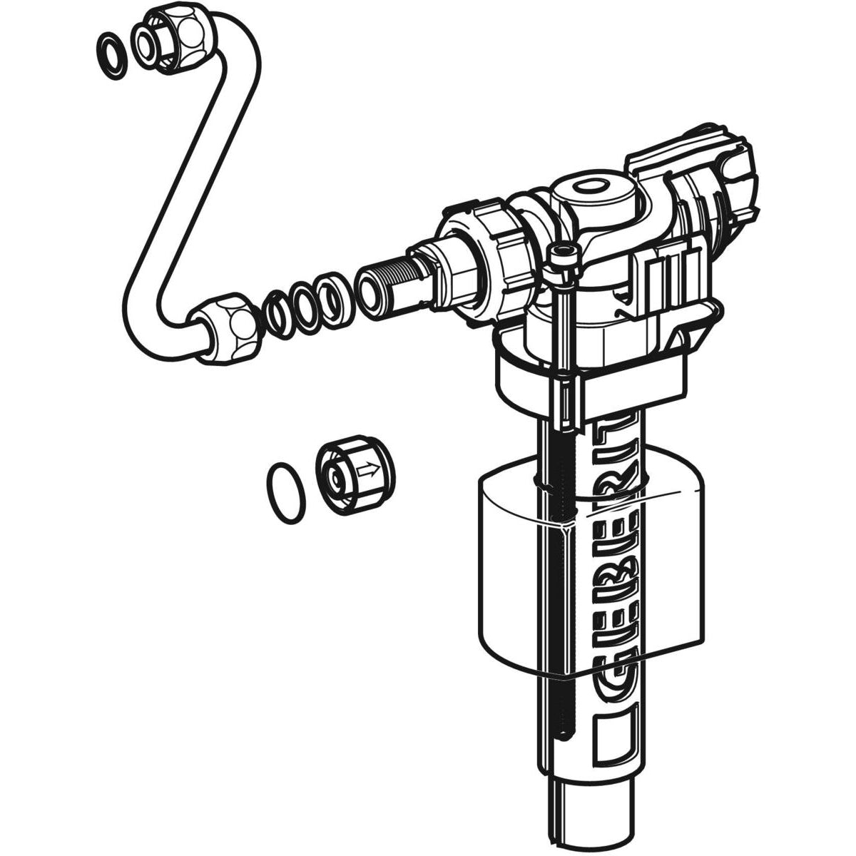 Geberit type 380 float valve with copper installation kit | Ref: 240.784.00.5 | For old concealed cisterns