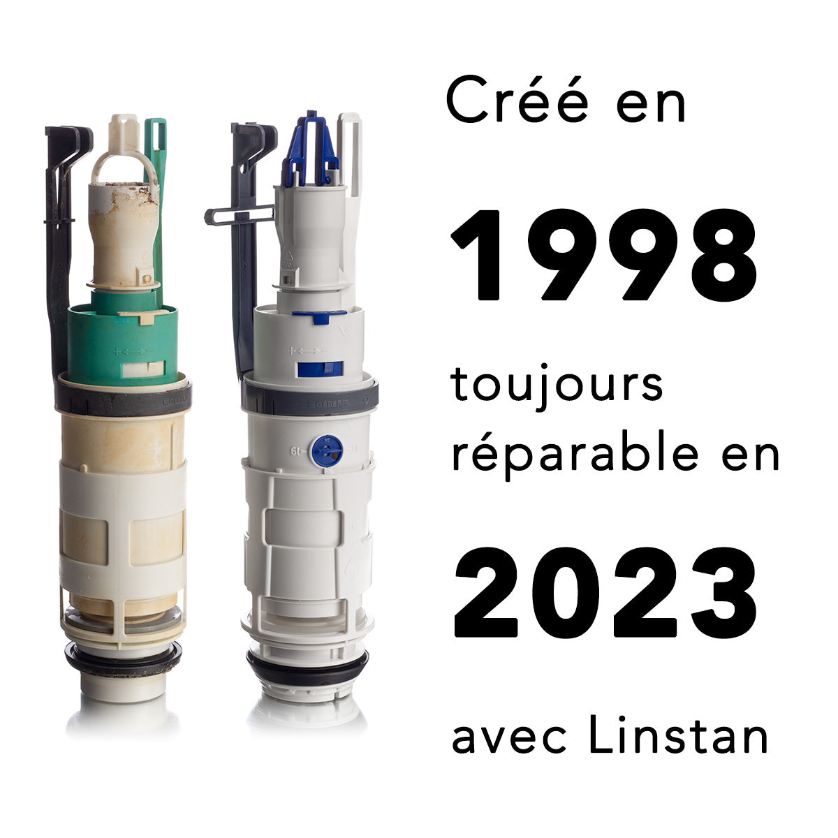 L'ancienne chasse d’eau et la nouvelle Geberit référence 240.637.00.1 Kappa