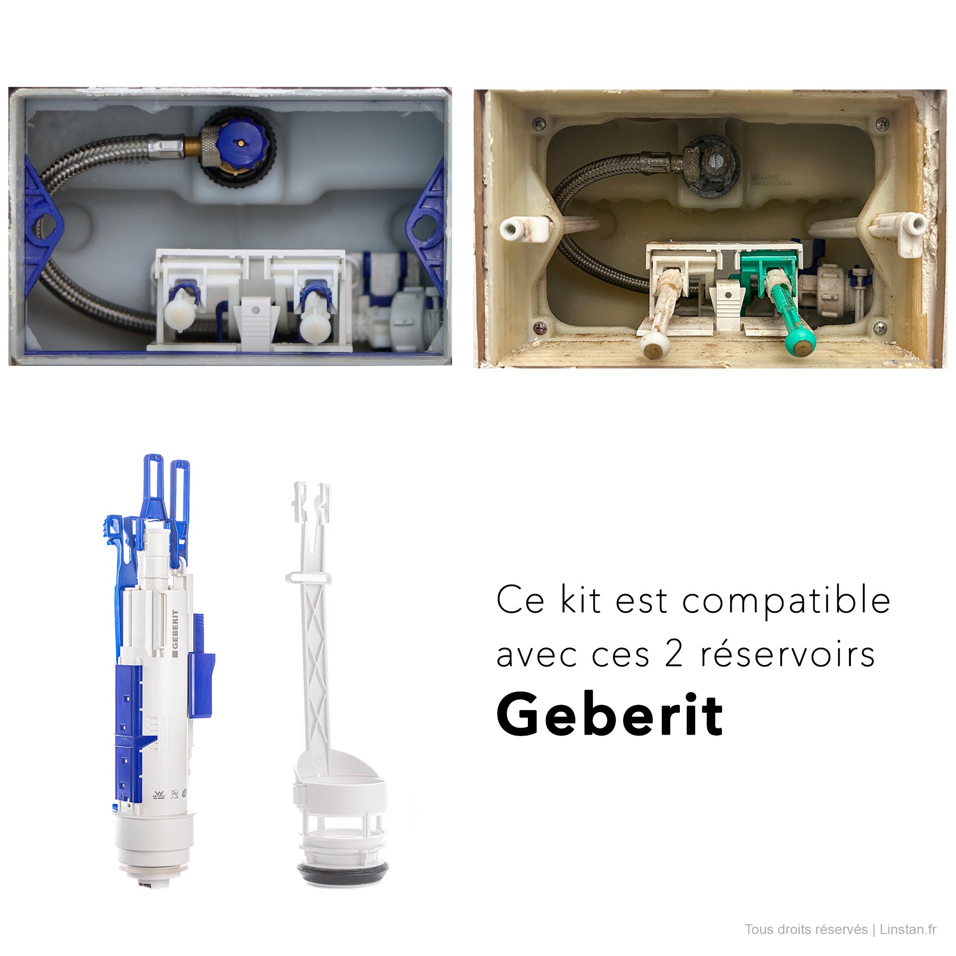 Mécanisme de chasse et bassin type 212 Geberit | Ref 244.820.00.1 | Pour WC encastrés Sigma 12 UP320, UP300
