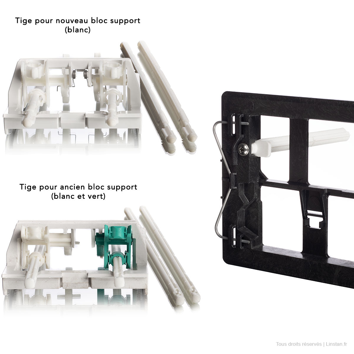 Installation des tiges de déclenchement sur le bloc support kappa 15 up120 et up200 geberit 240.639.00.1, 240.079.00.1