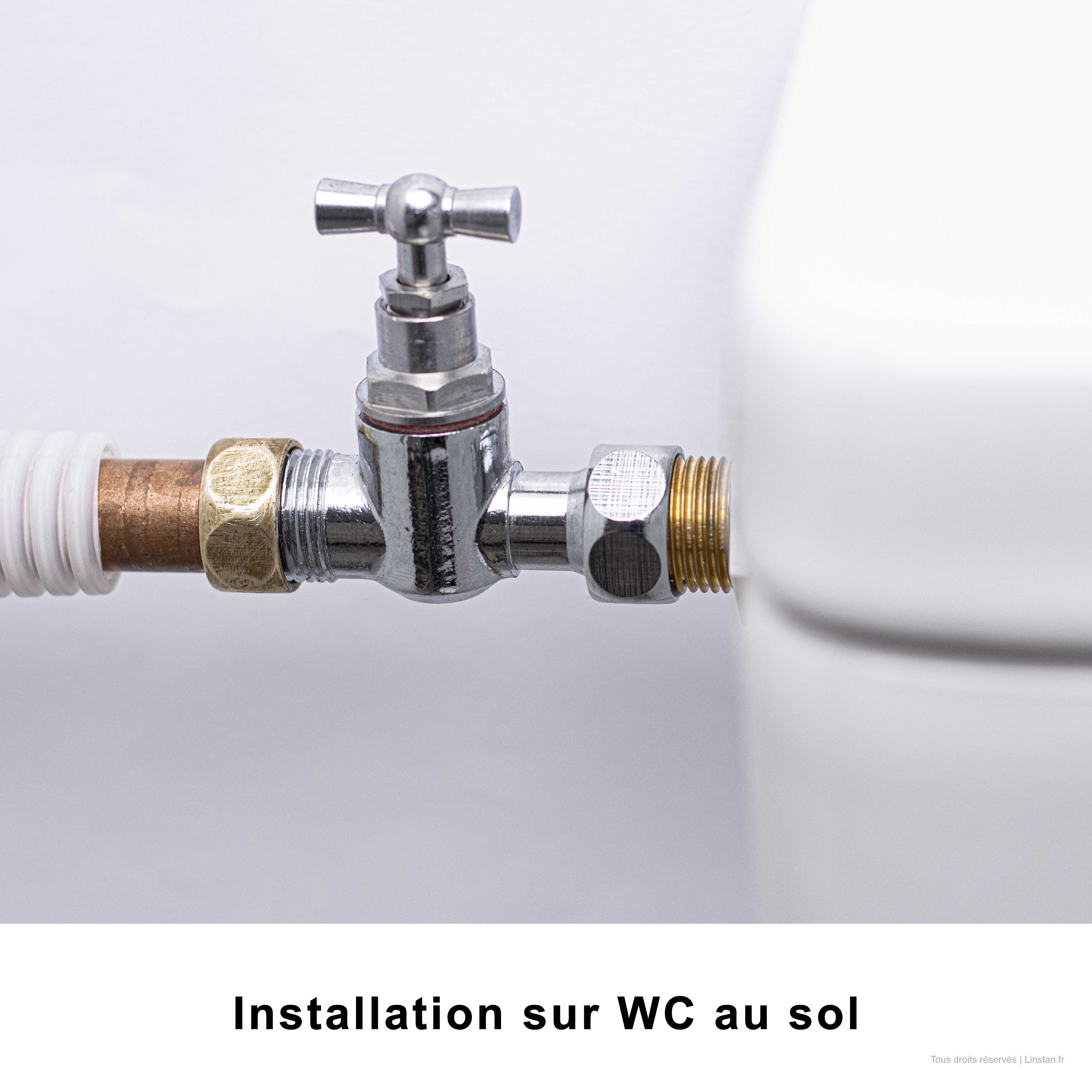 Robinet d’arrêt droit, à tête potence pour wc apparent