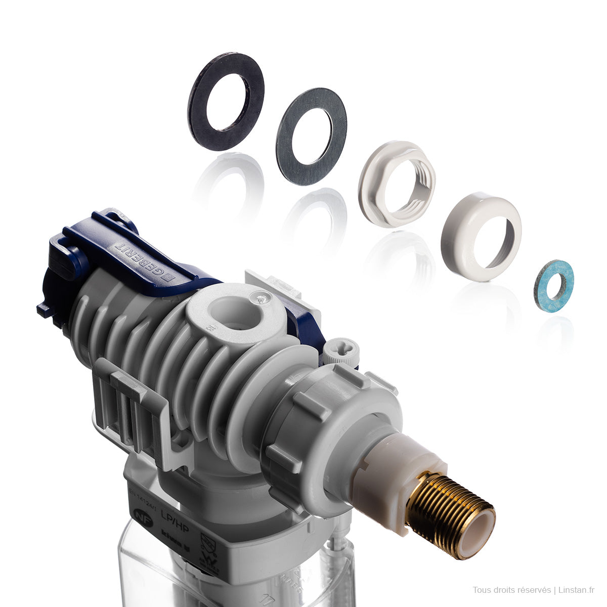 Robinet flotteur 380 Geberit avec ailette | Réf 240.700.00.1 | Apparent plastique