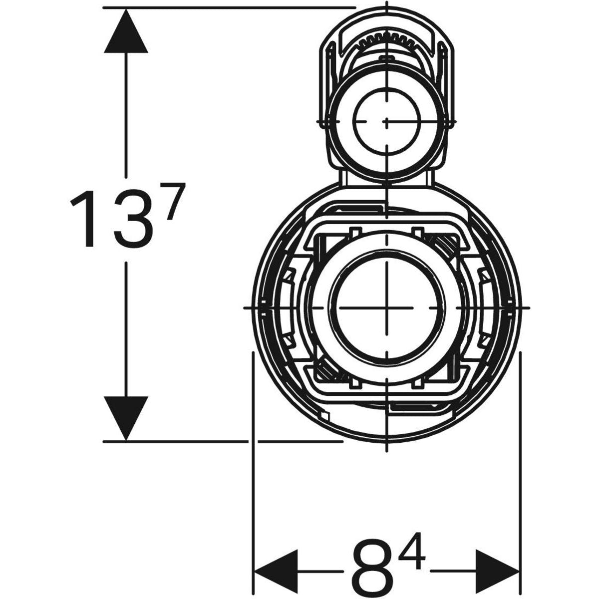 Chasse d'eau complet, simple touche interrompable Geberit Type 290-380 | Réf: 283.005.21.2 | Pour réservoirs porcelaine