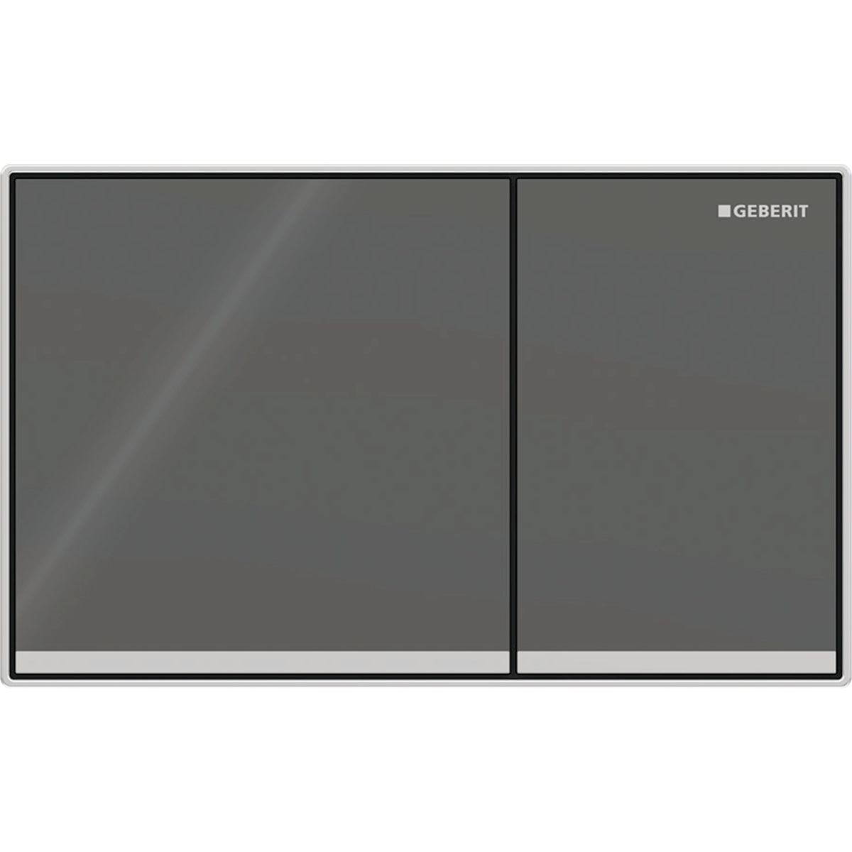 Plaque de déclenchement Sigma60 Geberit | Réf: 115.640.JK.1  | Finition en verre gris velouté, chromé brillant