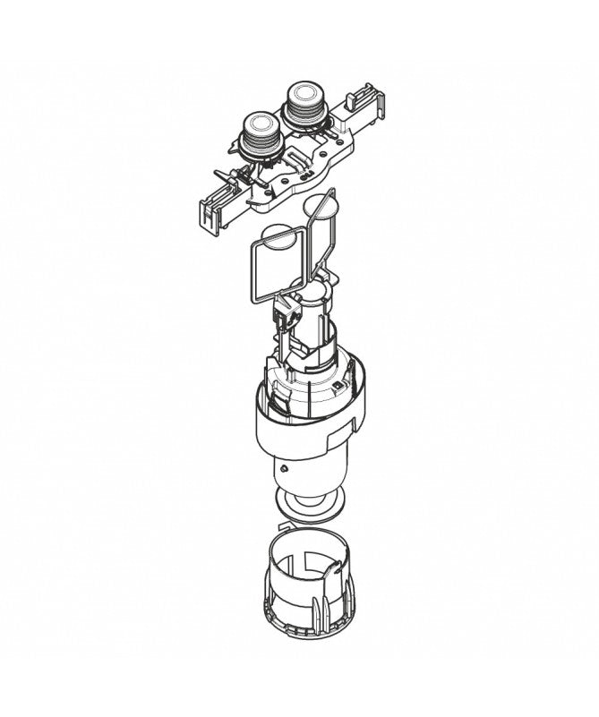 Pneumatic dual flush mechanism kit with its plate and base Regiplast / Oli | Ref: CE705P | For Césame CE 71 and CE 72 cisterns version 2016 and 2017