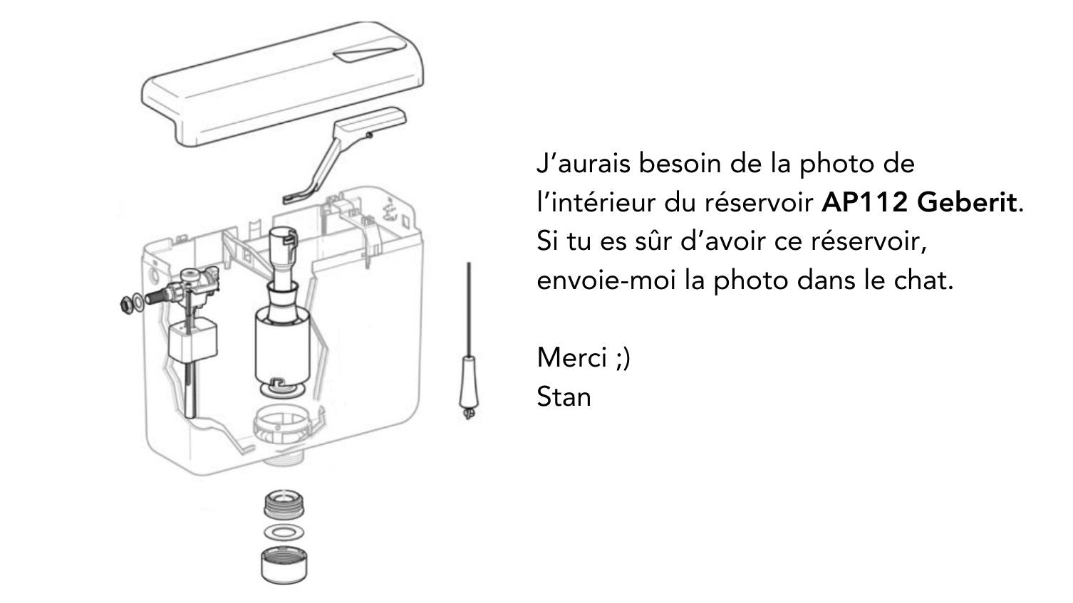 Pièces détachées réservoir AP112 Geberit