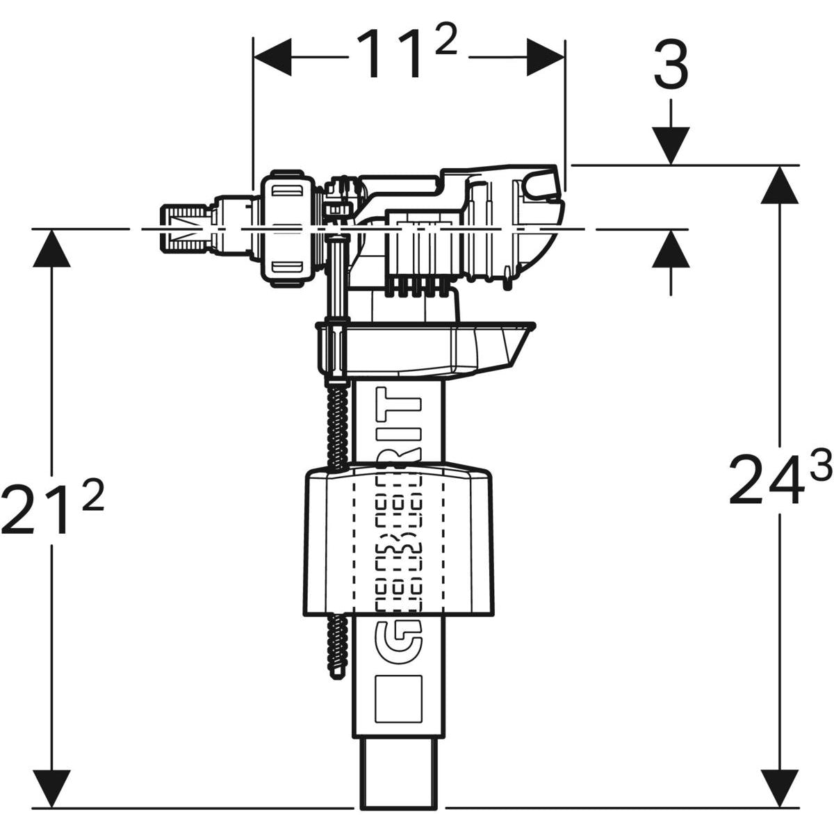 Dimension robinet flotteur type 380 Geberit