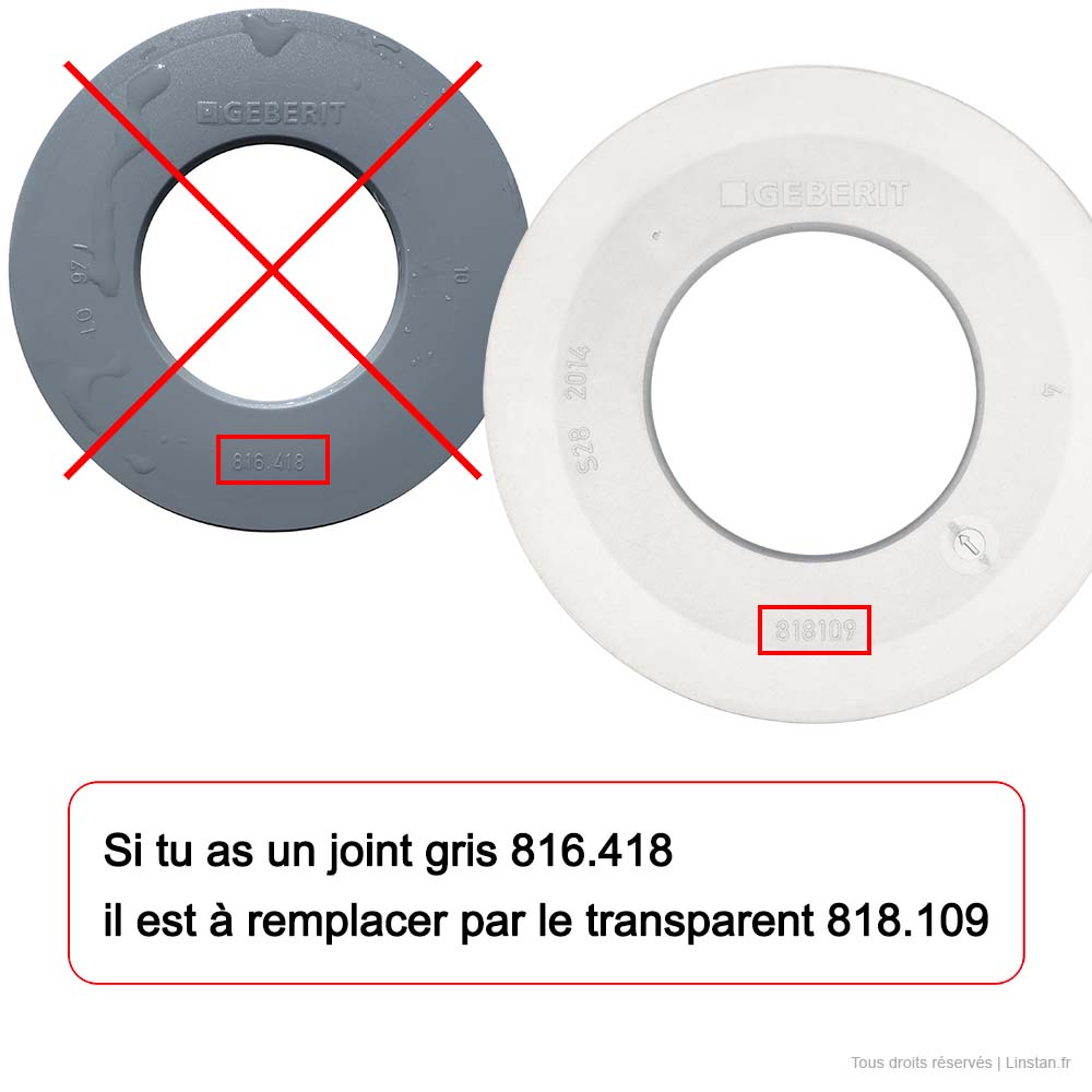 Ancien joint gris Geberit 816.418 remplacer par 818.109