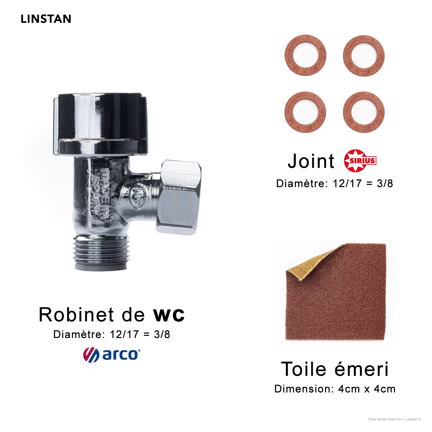 Kit de remplacement du robinet d’arrêt équerre avec description à l'image