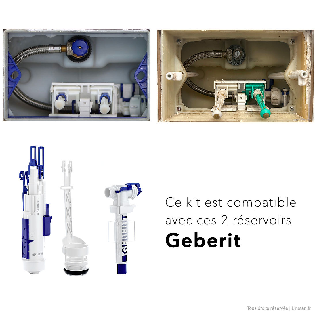 Comparaison du réservoir encstré Sigma 12 UP300 et UP320 Geberit référence 244.820.00.1