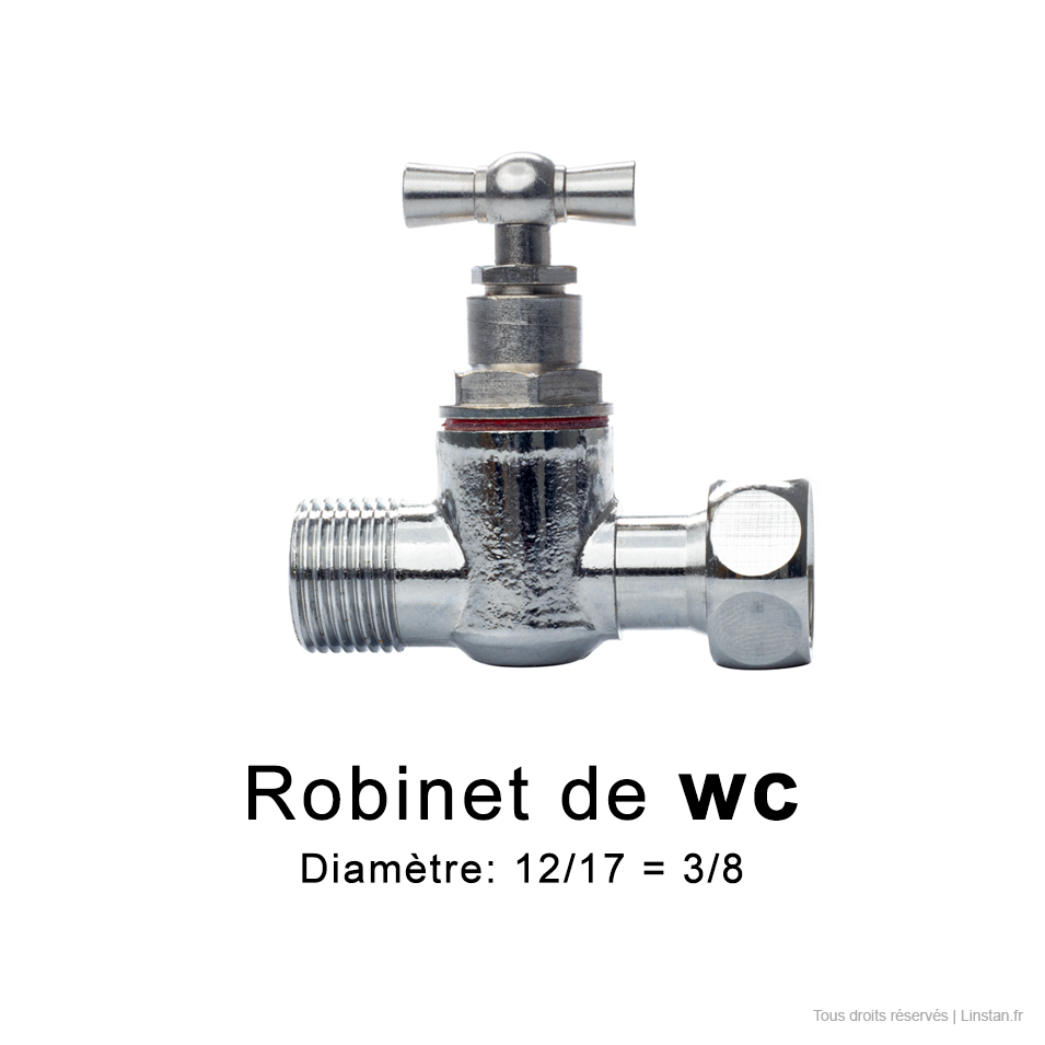 Robinet droit à tête potence | Diamètre standard 12/17 pour WC encastrés ou au sol