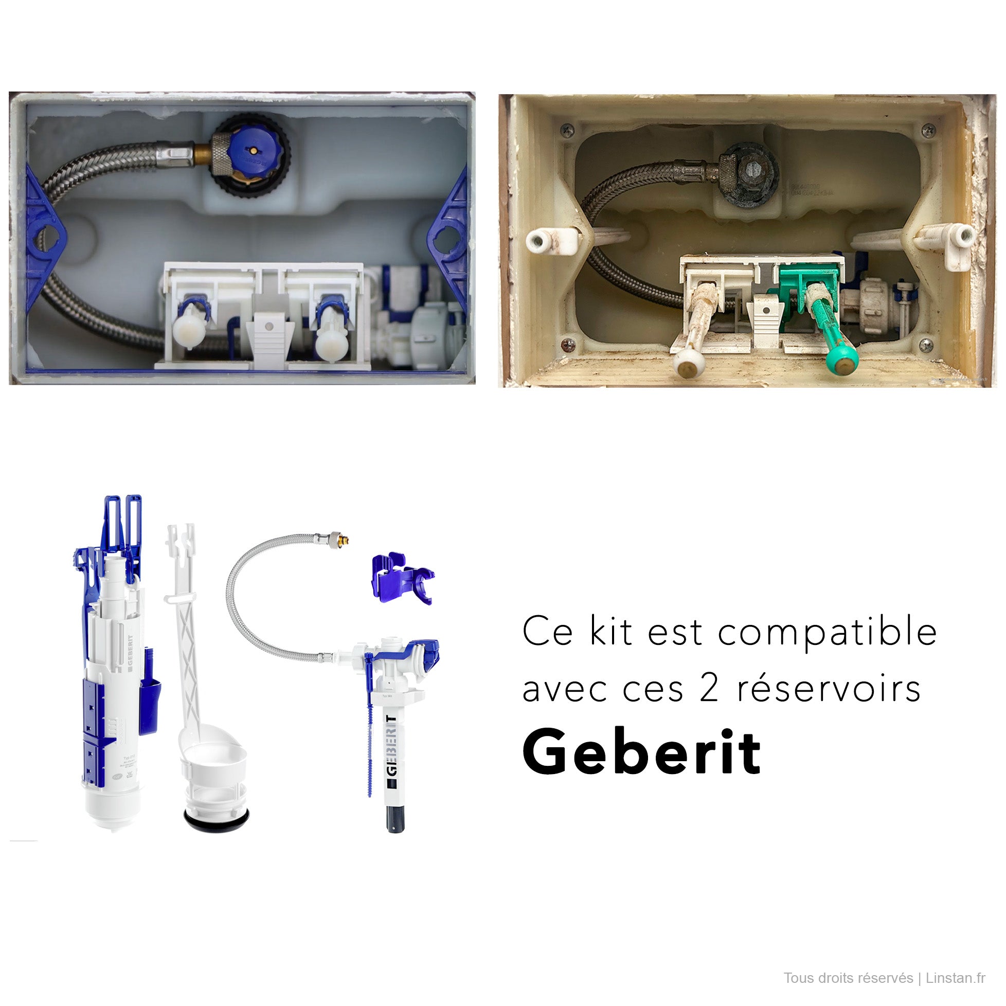 Kit rénovation Geberit | Réf: 246.127.00.5 | Pour réservoirs encastrés Sigma 12 UP300 et UP320
