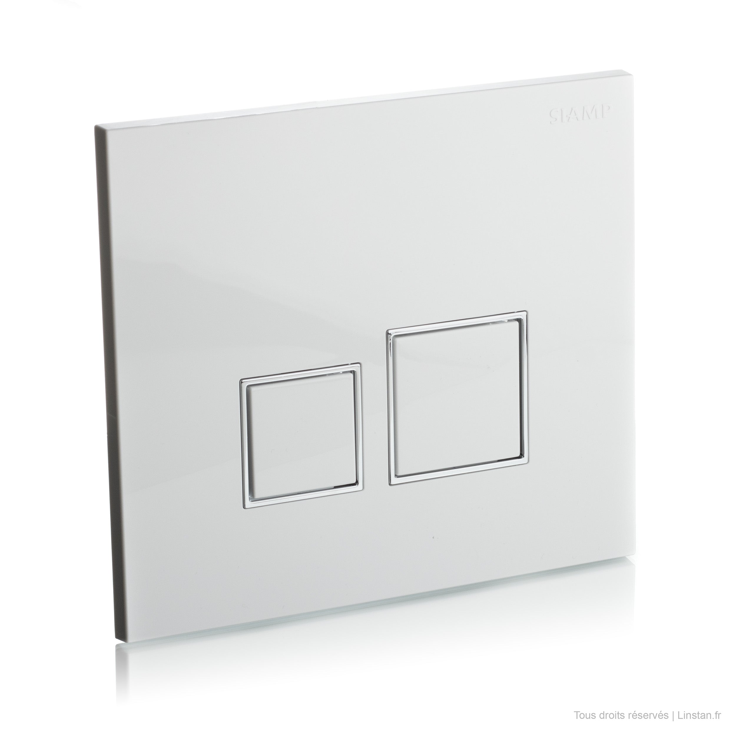 Plaque de commande Square Siamp | Réf: 31 2040 10 | Finition blanc / inserts chromés brillants